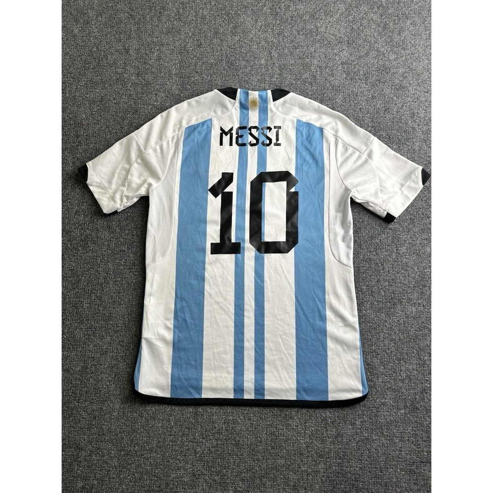 Boys' 2022 Argentina Messi #10 Adidas AFA Home Soccer Jersey, Size 15-16 Years